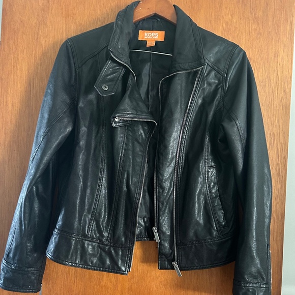 Leather moto-style black jacket - Picture 1 of 5